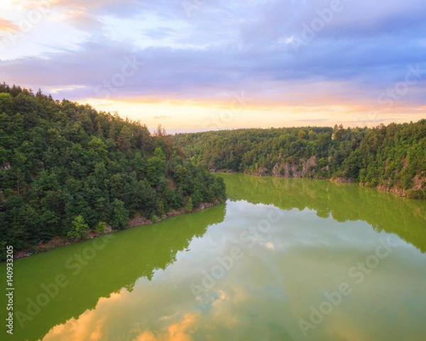 Fototapeta The river Otava flows through the rocky coast in the South Bohemia region.