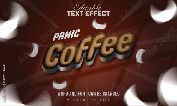 Fototapeta Panic Coffee editable text effect premium vector