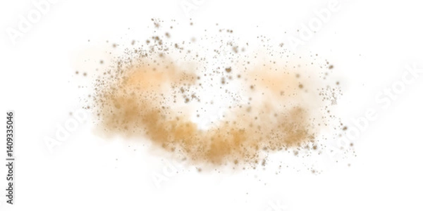Obraz An artistic illustration of a sandy storm with swirling dust and particles on a transparent background