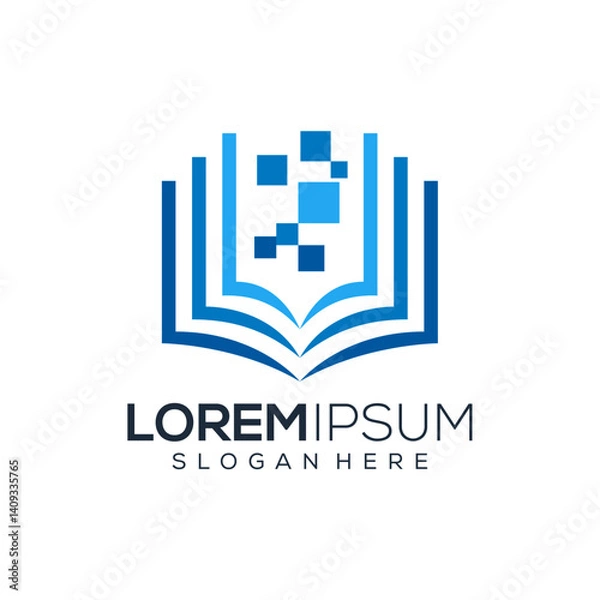 Fototapeta Abstract digital book logo design