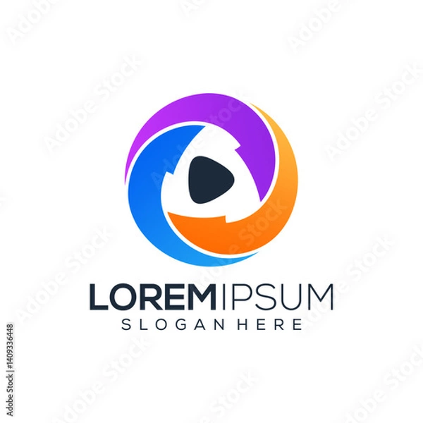 Fototapeta Abstract colorful media play logo design