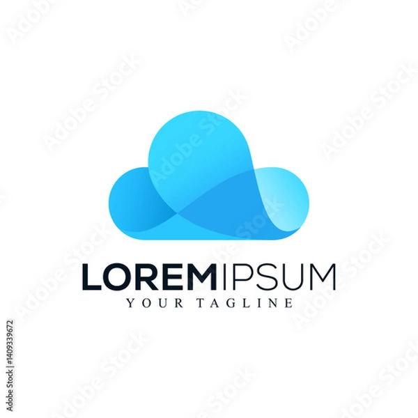 Fototapeta Abstract blue cloud logo design