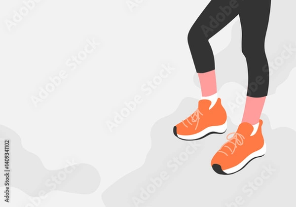 Obraz ランニング中に一休みしている女性の足元のベクターイラストレーション