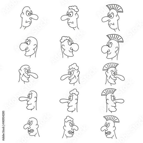 Obraz Vector illustration with caricature faces