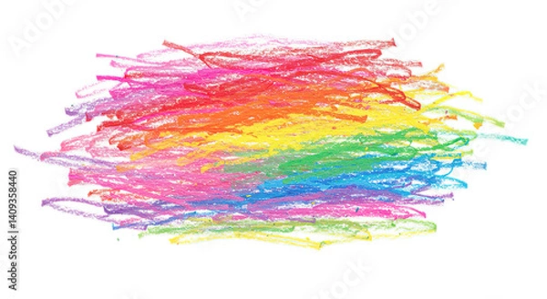 Obraz grunge hand drawn rainbow crayon isolated on white transparent background PNG
