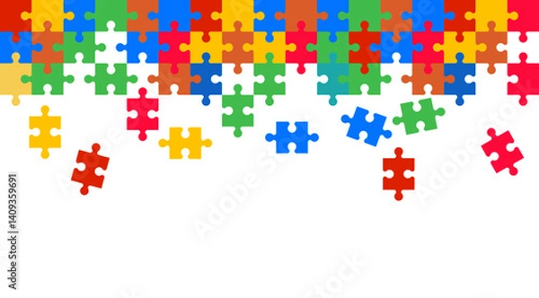 Obraz Autism Awareness day Colorful Puzzles Background with copy space