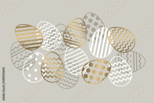 Fototapeta Minimal Easter background with golden eggs. Elegant design. Vector illustration