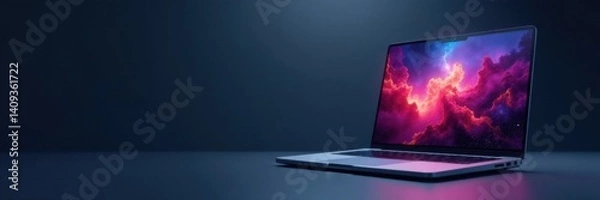 Obraz High tech gadget display on a dark to light grey gradient background, contemporary, electronics