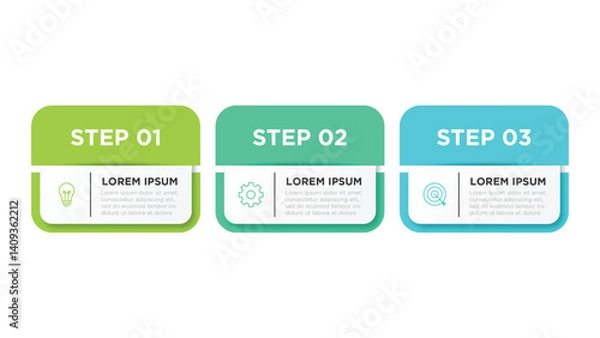 Fototapeta Business infographic template. 3 Step timeline journey. Process diagram, 3 options on white background, Infograph elements vector illustration.