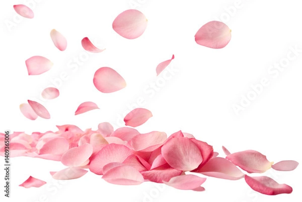 Fototapeta pink rose petals on transparent background 