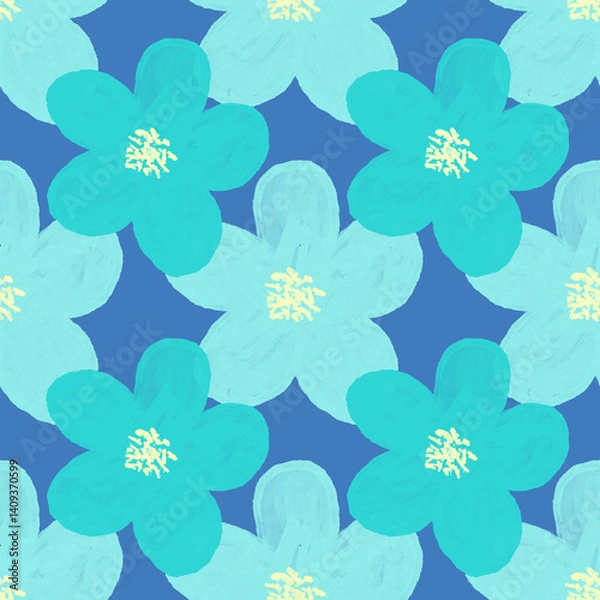 Obraz floral seamless pattern with blue pastel flowers.