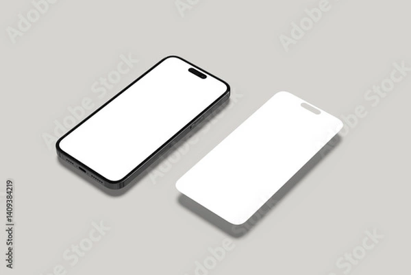 Obraz Realistic blank phone screen illustration for mockup