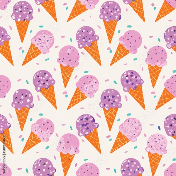 Obraz Pastel ice cream seamless vector pattern for summer-themed designs