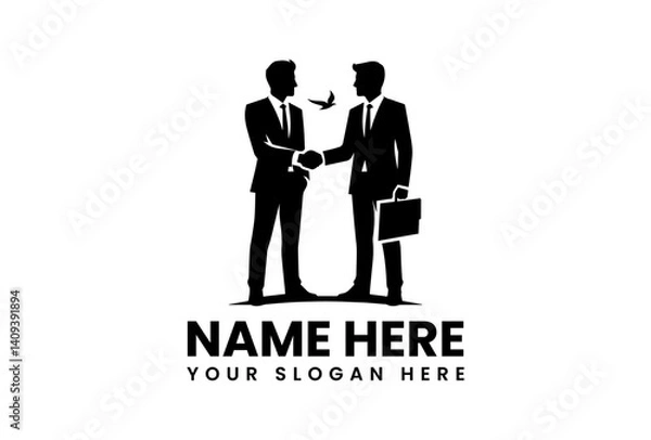 Fototapeta Stylized Businessmen Shaking Hands Vector Graphic. Partnership Collaboration Design