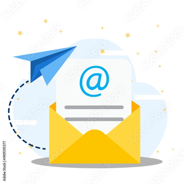 Obraz Online communication concept. email subscription. new message orders, minimal email sending, email subscriptions to send newsletters for promotions and product updates. 
