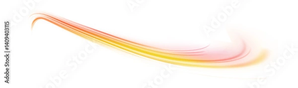 Fototapeta Glowing semicircular waves and light swirls in transparent PNG format. Soft motion and elegant curves create luminous arcs. Perfect for flow effects.