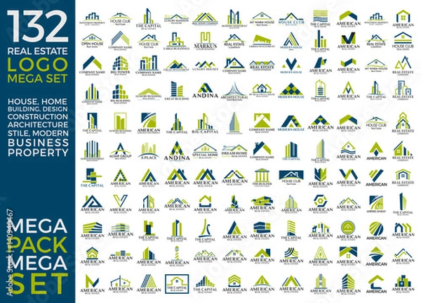 Fototapeta Mega Set and Big Group, Real Estate, Building and Construction Logo Vector Design Eps 10