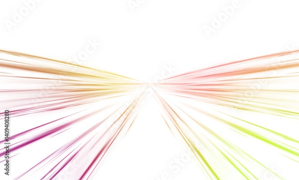 Fototapeta Yellow horizontal lens flares and laser beams on transparent PNG background. Bright, clean light rays add powerful flare effects to any design.