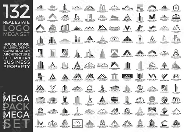 Obraz Mega Set and Big Group, Real Estate, Building and Construction Logo Vector Design Eps 10