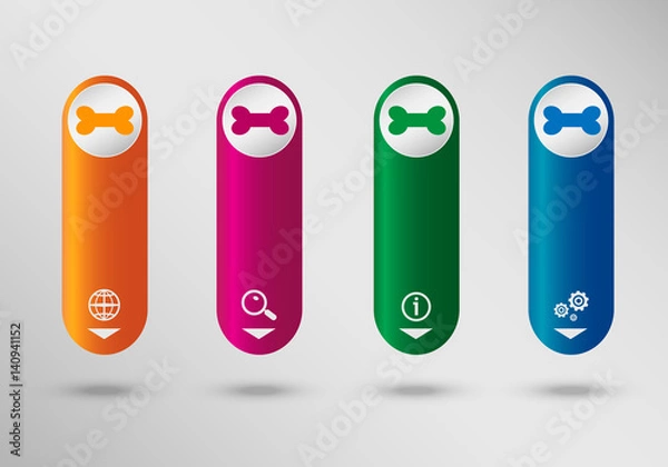 Obraz Dog bone sign icon on vertical infographic design template