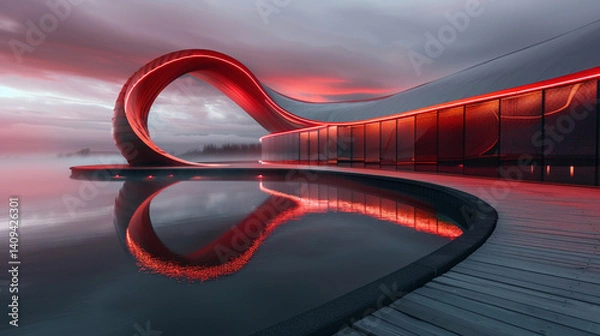 Obraz Stylish Waterfront Pathway with Contemporary Design Elements

