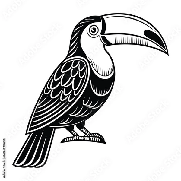 Fototapeta Toucan bird silhouette on a white background