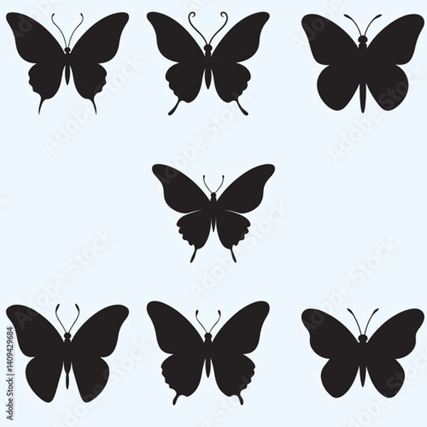 Obraz set of beautiful butterfly silhouette 