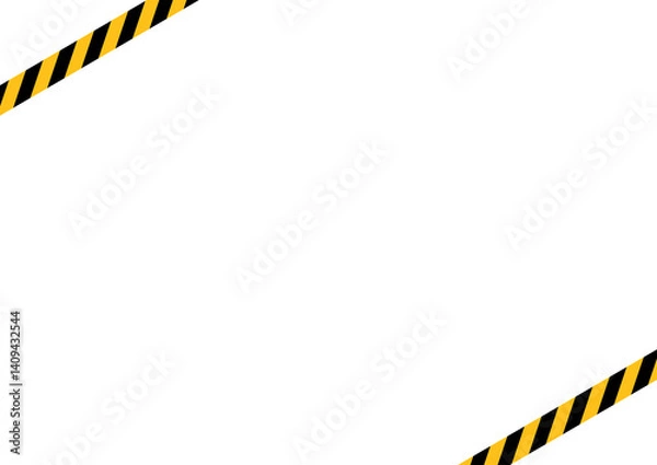 Obraz 黄色と黒のストライプ柄の警告テープ・フレーム背景