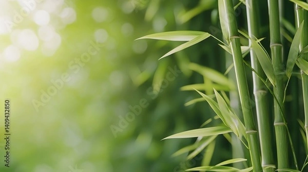 Obraz Lush green bamboo stalks in natural setting
