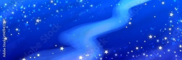 Obraz 七夕にも使えるTwitter（X）サイズ天の川手描きヘッダーイラスト