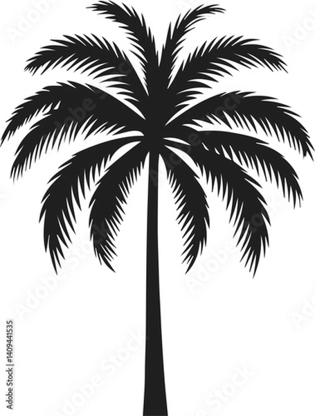 Fototapeta Simple Elegant Minimalist black color silhouette of Palm Tree, Palm Tree Vector Art Illustration, Drawing of Palm Tree Illustration, Vector Palm Tree Design Elements