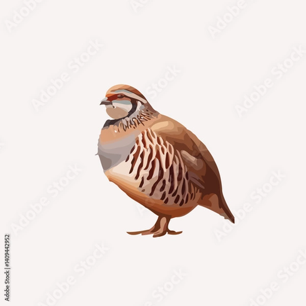 Obraz Beautiful Chukar bird on white background vector illustration