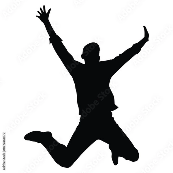Fototapeta Man celebrating vector silhouette