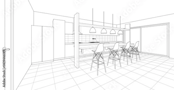 Obraz interior of a modern house 3d illustration
