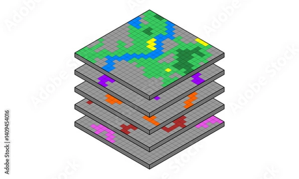 Fototapeta Rhombus overlay layer looks like a Geographic Information System analysis. Vector Map Illustration.