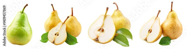 Fototapeta set of pear fruit isolated on the transparent background
