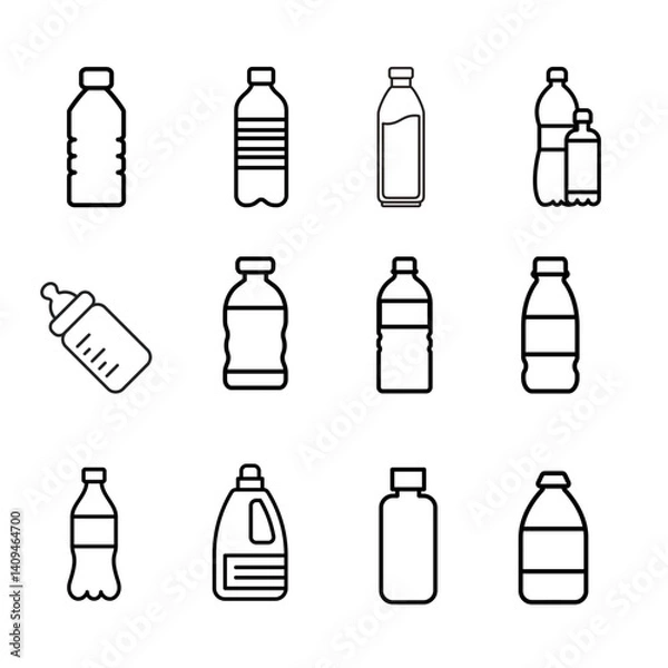Obraz Recycleable Plastic Water Bottle Line Icon. Illustation vector.