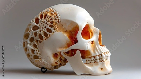 Fototapeta anatomical skull with patterned texture
