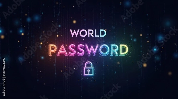 Obraz World password day celebration cybersecurity awareness digital space virtual environment informative concept