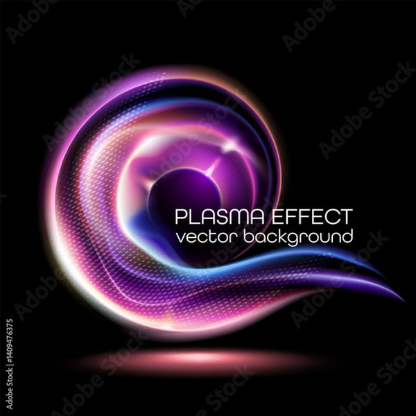 Obraz Vector composition with pulsation effect and neon waves. Abstract 3d sphere. Perfect for technological and musical visualizations.