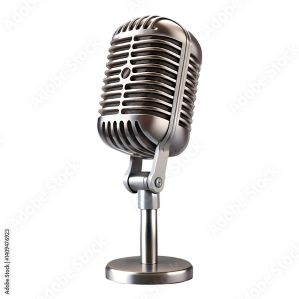 Fototapeta Vintage microphone isolated on transparent background