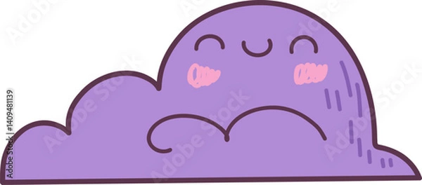 Fototapeta Kawaii smiling cloud on transparent background. Good for scrapbooking, prints, patterns, children posters.