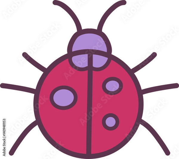 Fototapeta Simple ladybug on transparent background. Good for scrapbooking, prints, patterns, children posters.