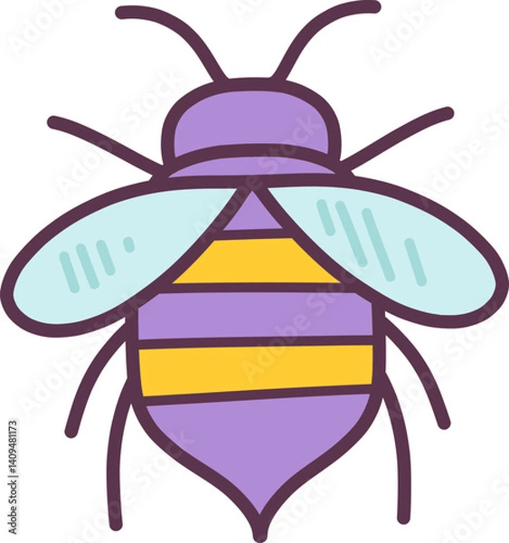 Fototapeta Simple honeybee on transparent background. Good for scrapbooking, prints, patterns, children posters.