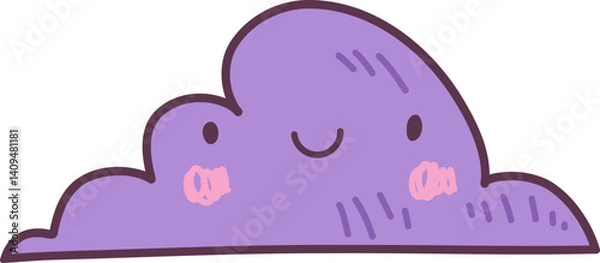Fototapeta Kawaii smiling cloud on transparent background. Good for scrapbooking, prints, patterns, children posters.