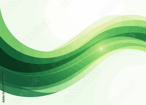 Fototapeta Abstract Green Wavy Lines with Light Flare