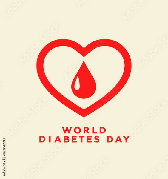 Obraz World Diabetes Day, Red Heart with Blood Drop