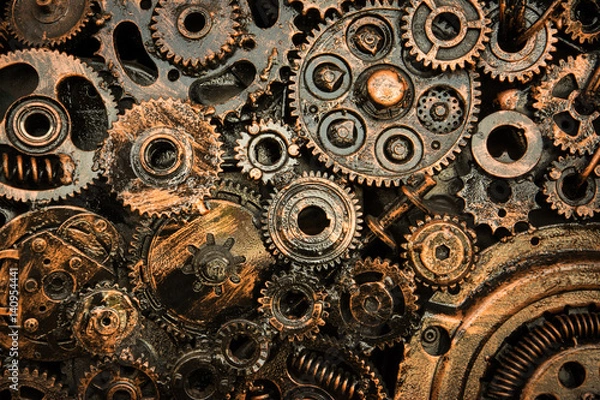 Obraz Metal cog wheels bonding together