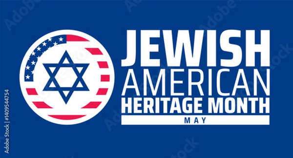 Fototapeta Jewish American Heritage Month American flag background banner or poster design template. observed every year in May. Holiday concept. Use to any Template, card, poster, placard, template.