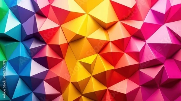Obraz Vibrant Rainbow Geometric Abstract Low Poly Background